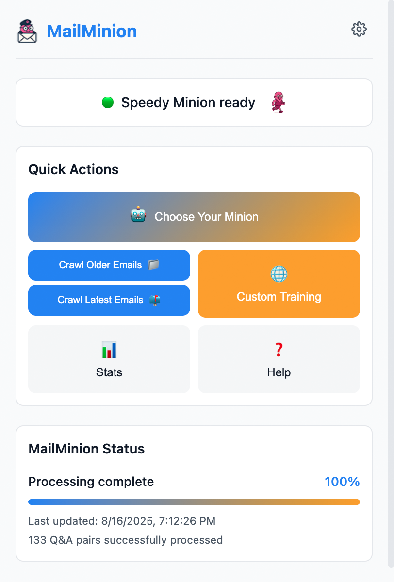 MailMinion extension UI screenshot
